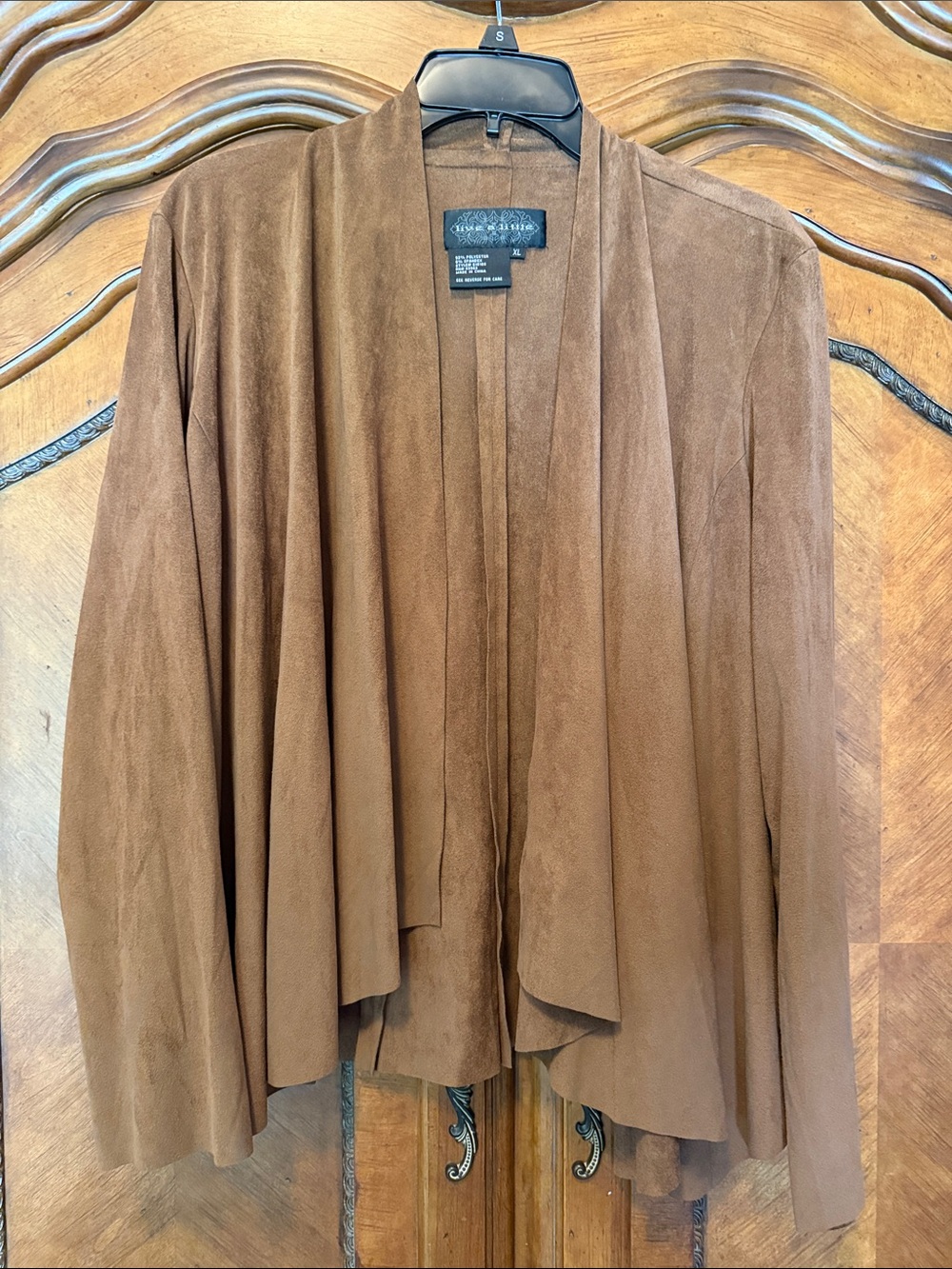 Live a Little Brown Draped Open-Front Jacket
